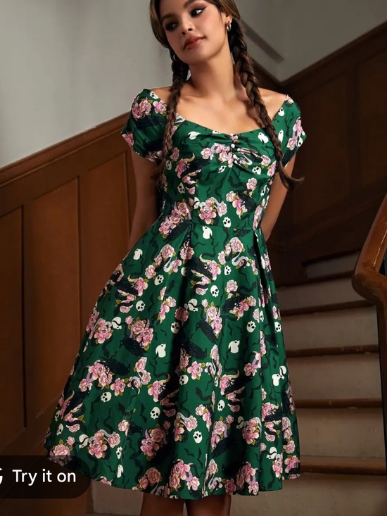 Modcloth Dresses & Skirts - ModCloth Skulls Raven Floral Snake Pin Up Dress Crinoline NWT Halloween Retro